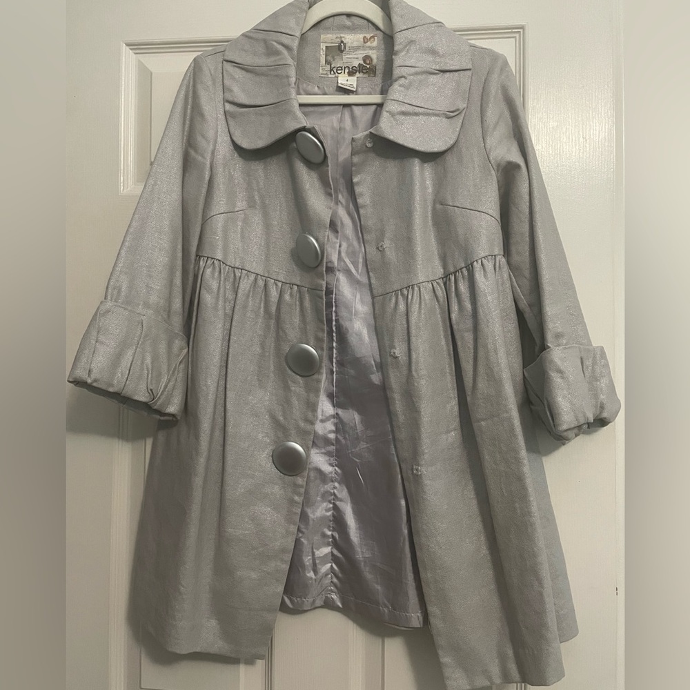 Kensie Silver Metallic Coat - Picture 2 of 5